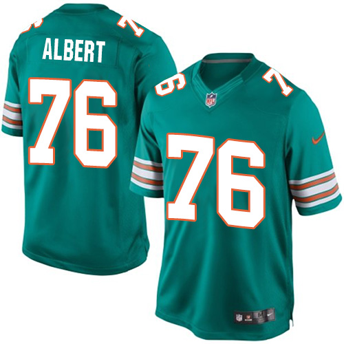 Men's Limited Branden Albert Nike Jersey Aqua Green Alternate - #76 NFL Miami Dolphins